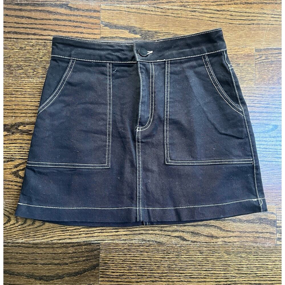 Zara TRF Collection Skirt Size S Black A-Line Contrast Stitching
